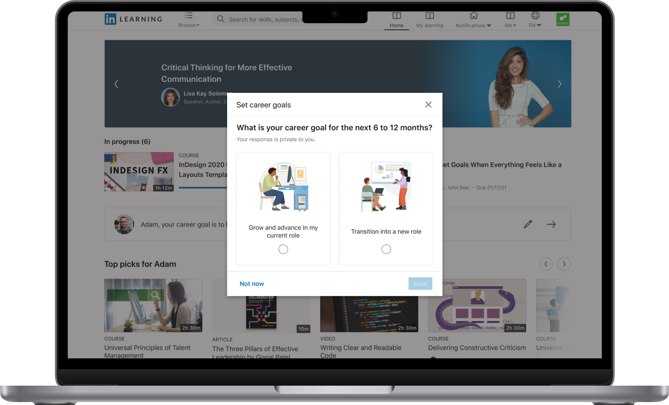 A screenshot of the LinkedIn Role Guides feature