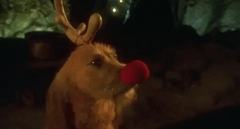 max from How the Grinch Stole Christmas, knocking a red nose off his face.