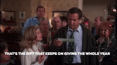 Clark Griswold gets enrolled in a jelly-of-the-month club instead of his bonus
