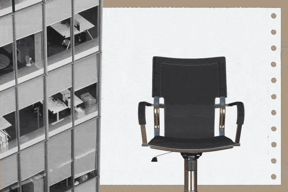 An empty spinning office chair